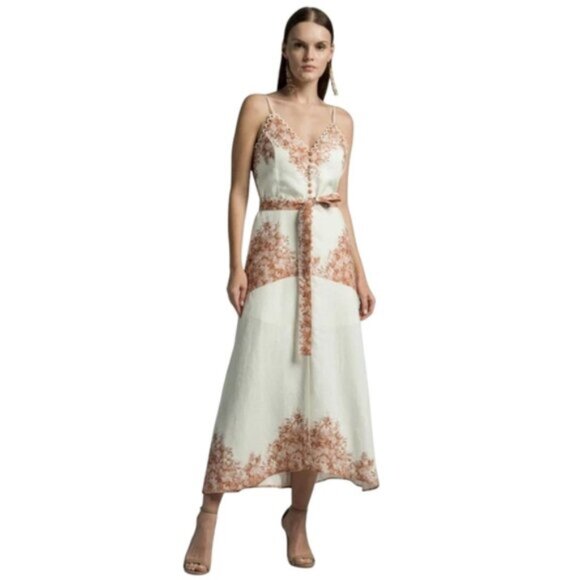 NWT Elie Tahari Twinset Floral Print Midi Linen Dress - Picture 1 of 15